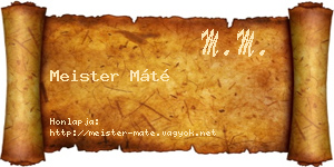 Meister Máté névjegykártya